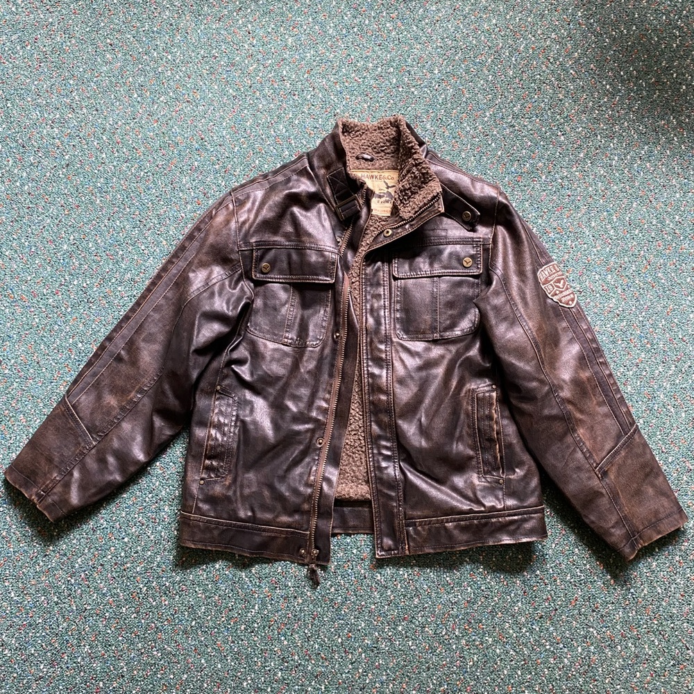 Men’s Leather Bomber Jacket Size M